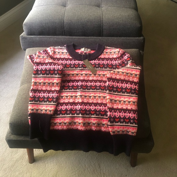 NWT J Crew Shrunken Hearts Fair Isle Sweater - Picture 2 of 5